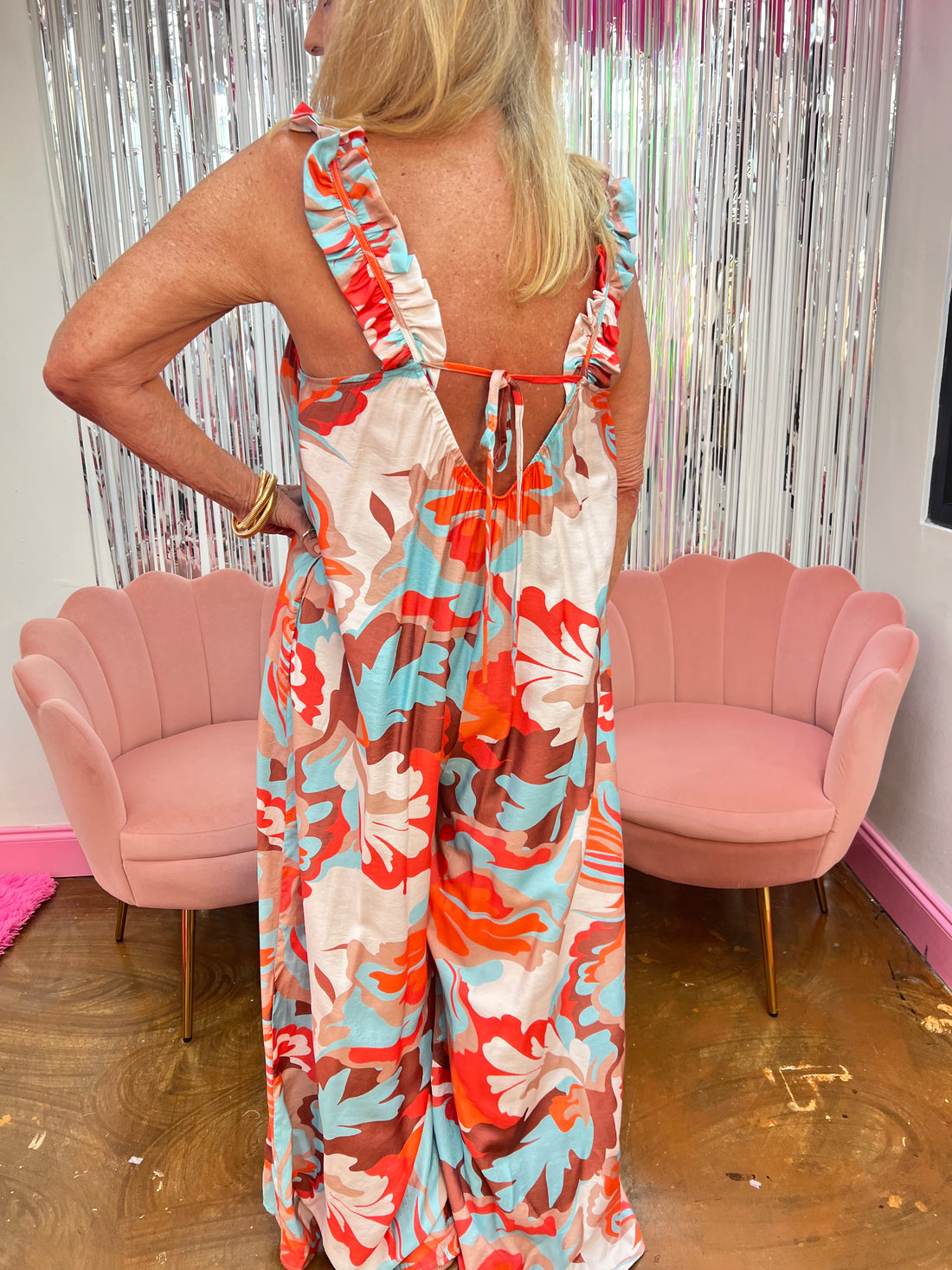 Lined Printed Jumpsuit with Side Pockets