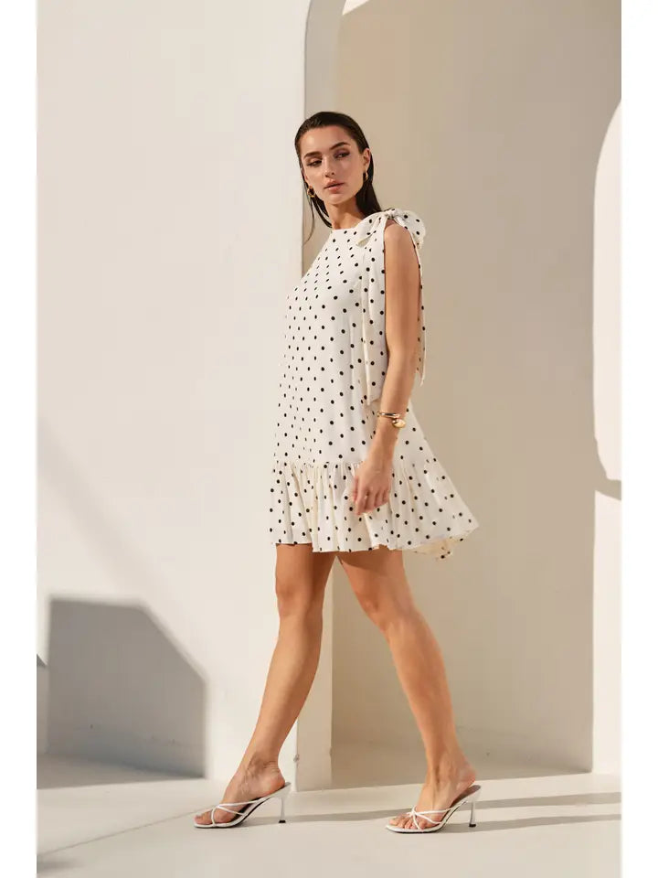 Sweet Spot Polka Bow Mini Dress By Able