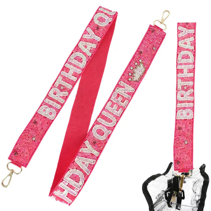 Birthday Queen Sequin Shoulder Bag Strap