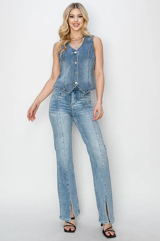 V Neck Button Down Vest By Risen