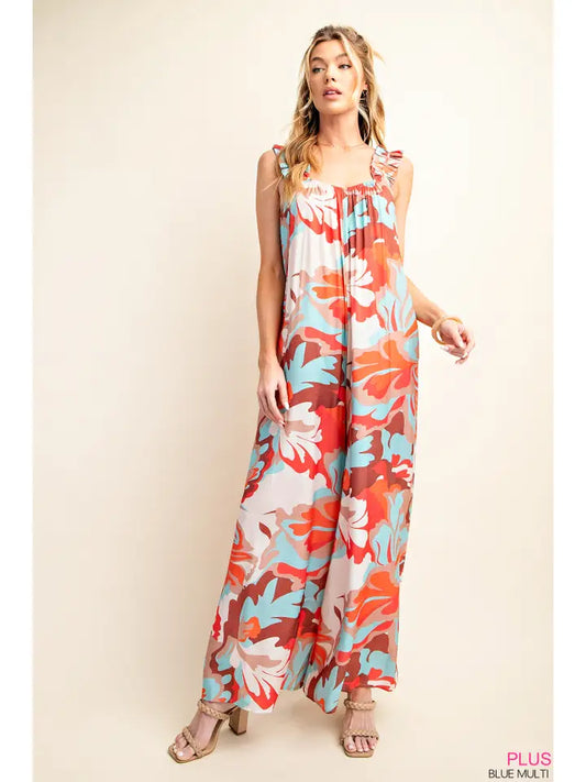 Lined Printed Jumpsuit with Side Pockets