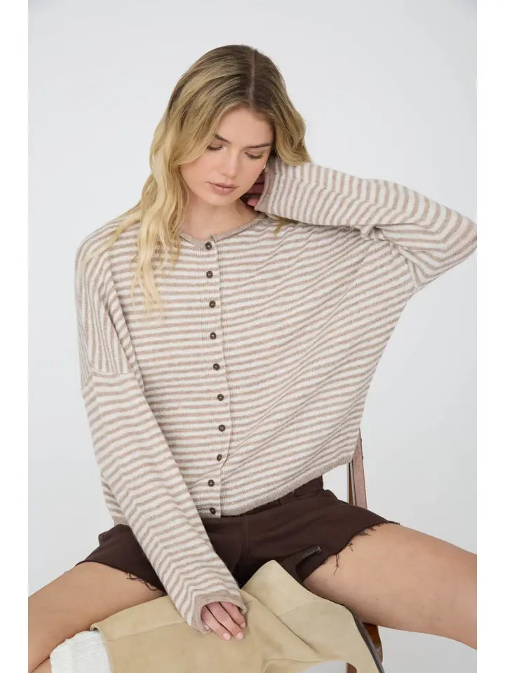 Cozy Cabin Stripe Cardigan By JOA