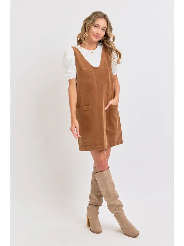 Casual Overall Corduroy Dress