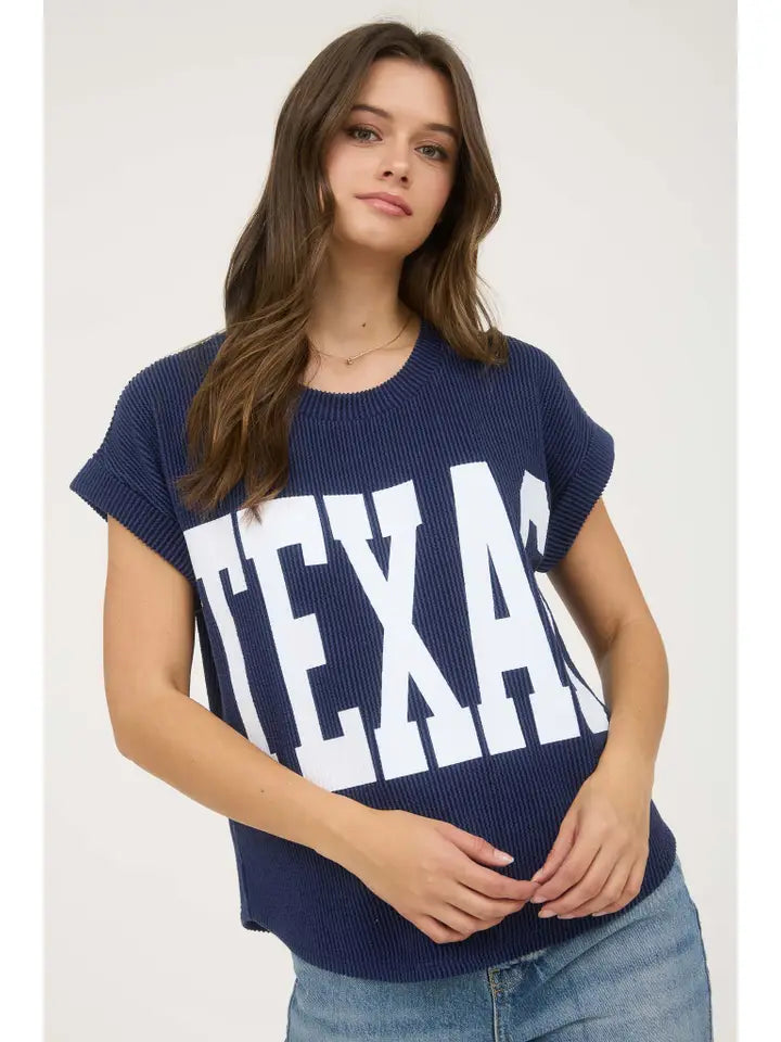 Texas Short Sleeve Sweater Knit T-Shirt By J.O.A