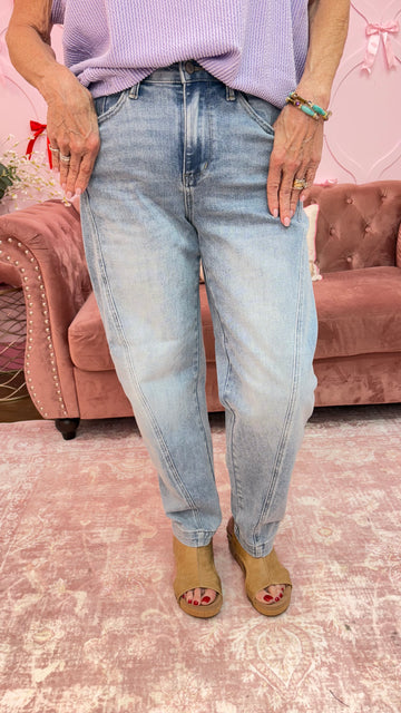 Judy Blue HW Side Panel Barrel Leg Jeans 88959
