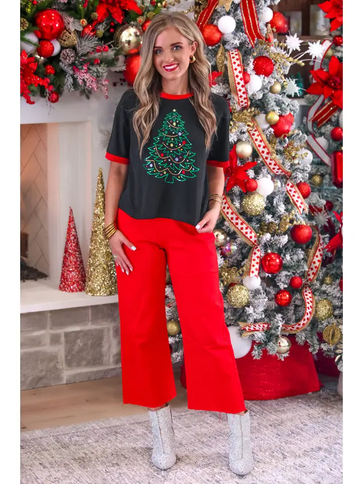 Oh Christmas Tree Sequin Ringer Tee