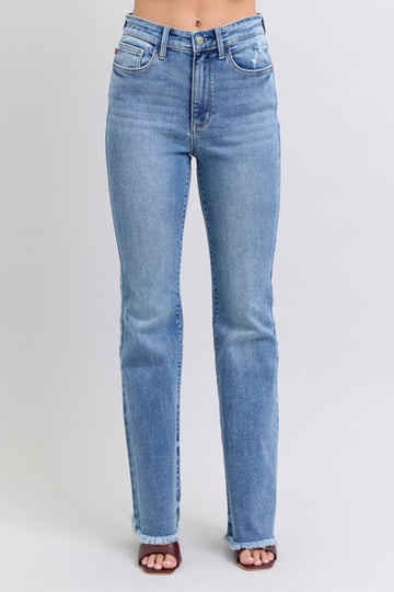 Judy Blue High Waist Fray Hem Bootcut Denim Jeans 82486