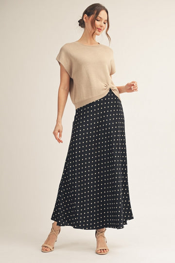 Midnight Charm Polka Dot Maxi Skirt By Jodifl
