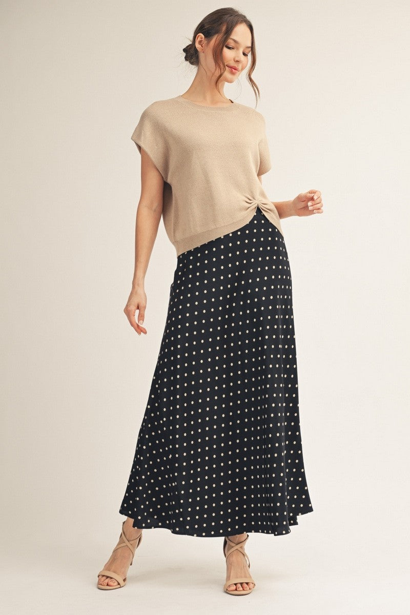 Midnight Charm Polka Dot Maxi Skirt By Jodifl