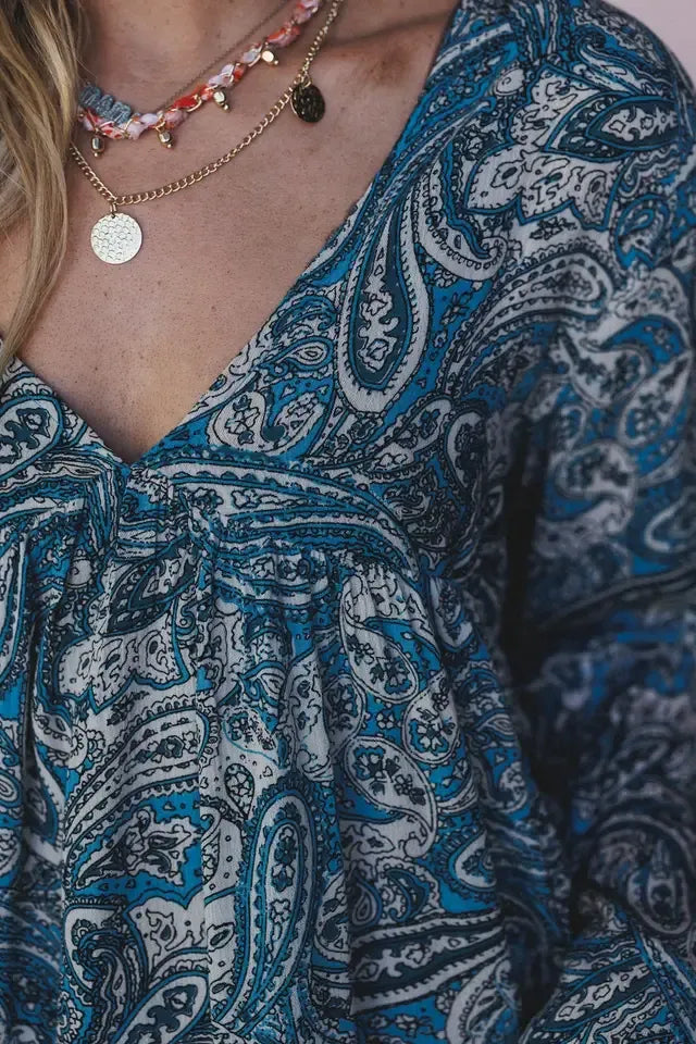 Brea Blue Paisley Print Top By Three Bird Nest