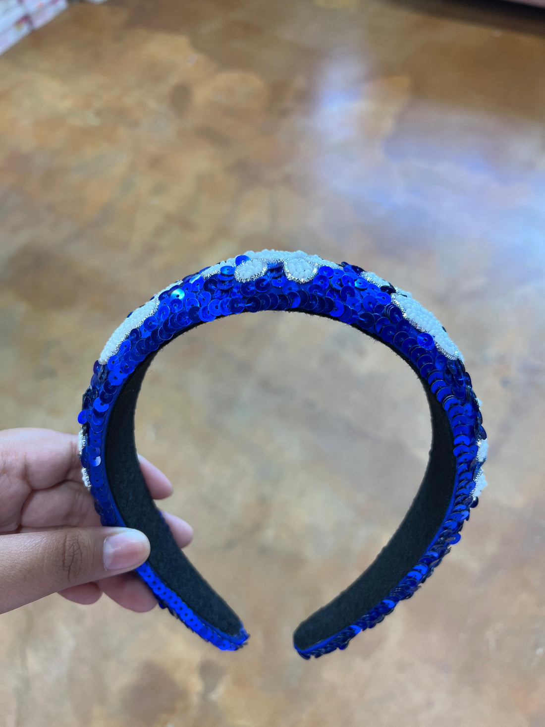 Chunky Blue with White Paws Headband