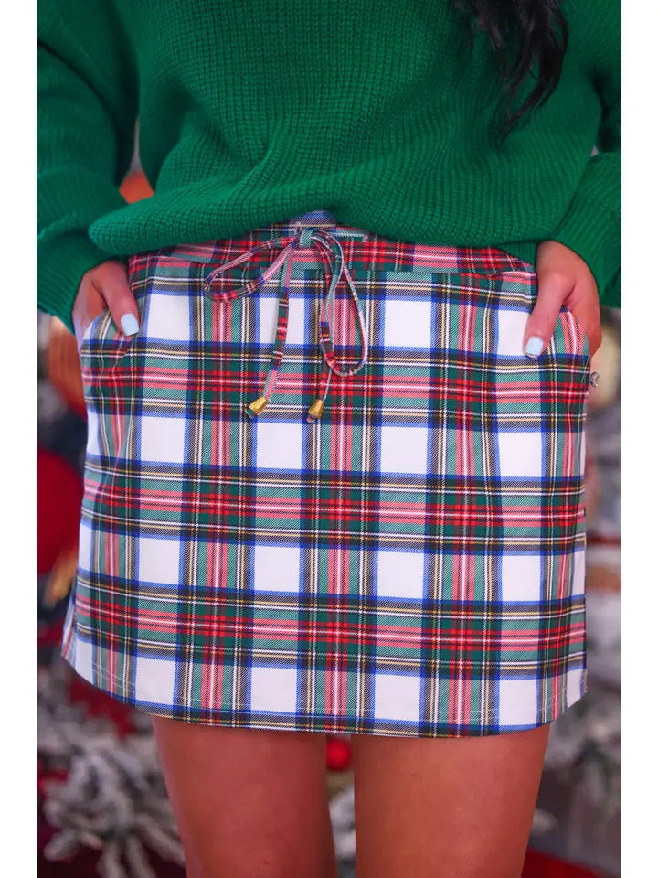 White Christmas Plaid Skort