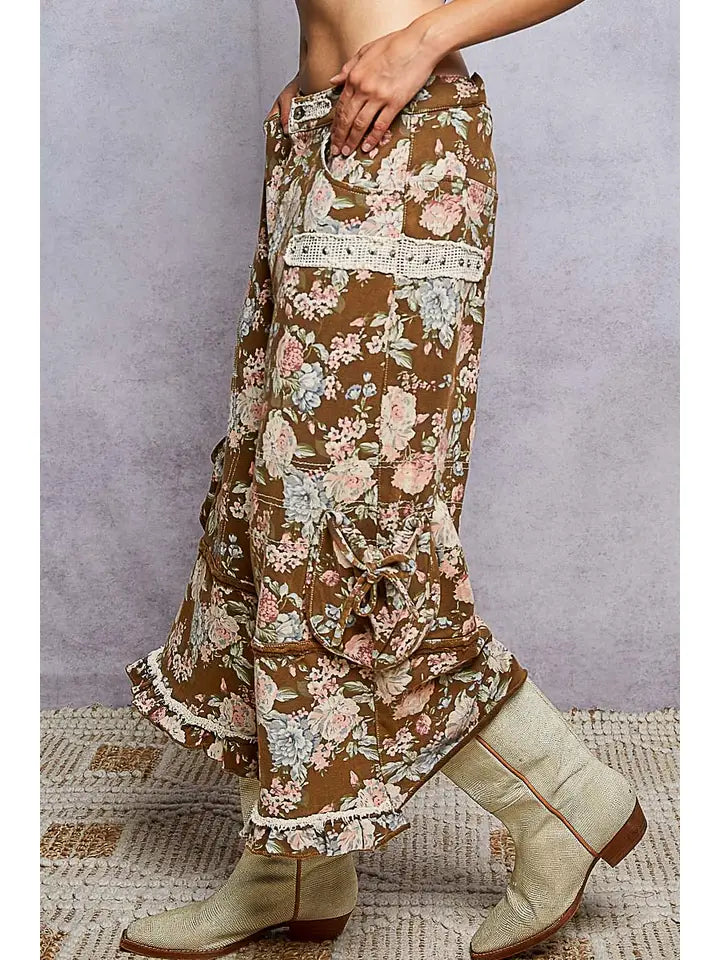 Rebel Romance Ruffle Hem Cargo Pants