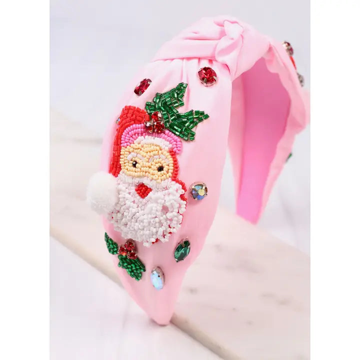 Santa Claus Embellished Headband Pink