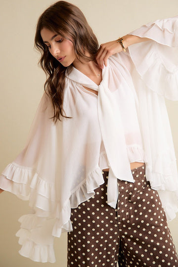 Whispering Elegance Bow Tie Blouse By So Me