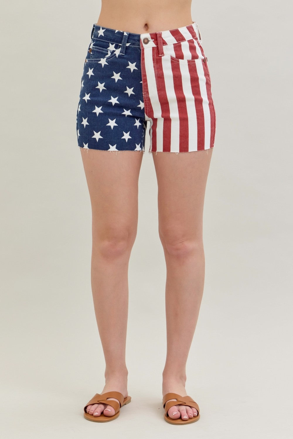 Hw Americana Flag Fray Hem Shorts