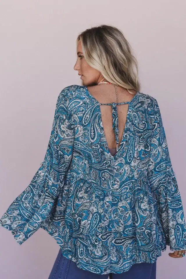 Brea Blue Paisley Print Top By Three Bird Nest