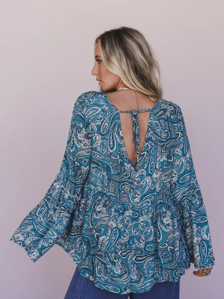 Brea Blue Paisley Print Top By Three Bird Nest