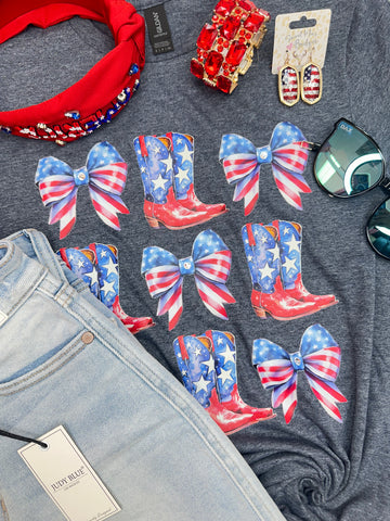 Boots and 4th of July Bows Graphic Tee