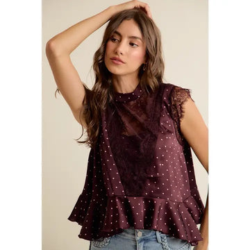 Merlot Moments Satin Blouse By So me