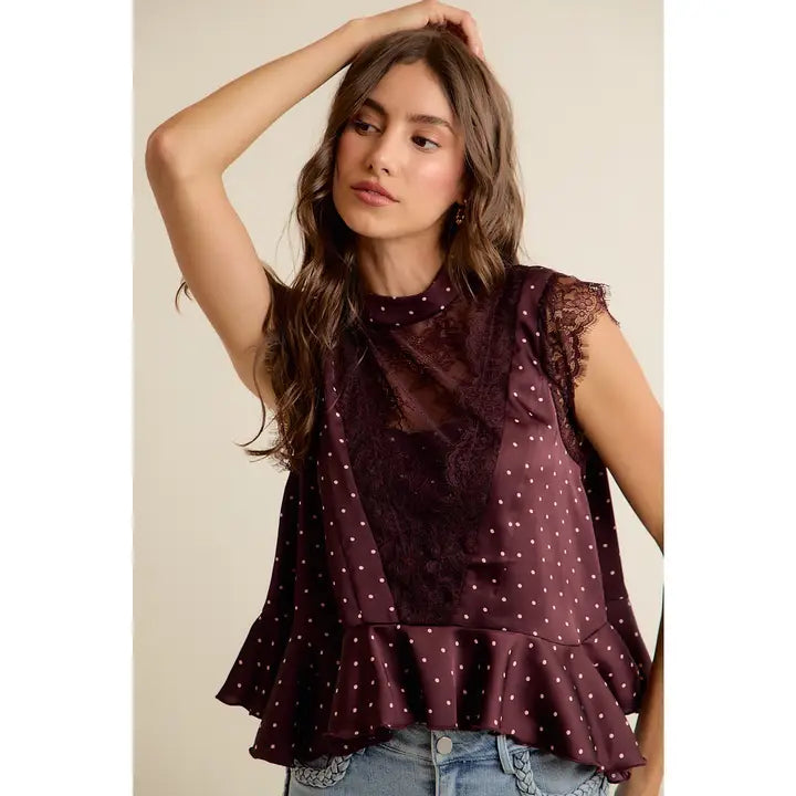 Merlot Moments Satin Blouse By So me