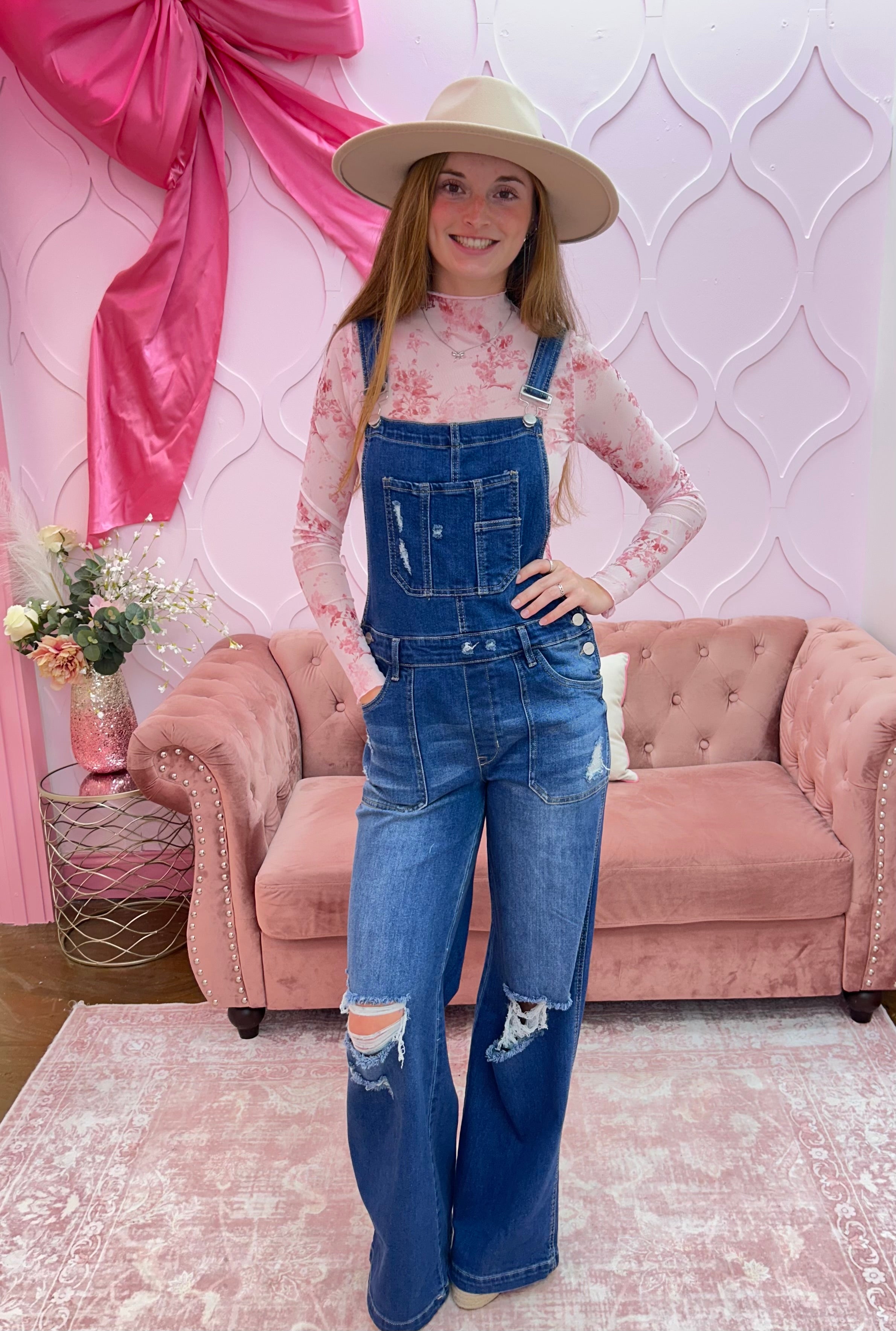 Front Patch Pocket Wide Leg Overalls By Risen