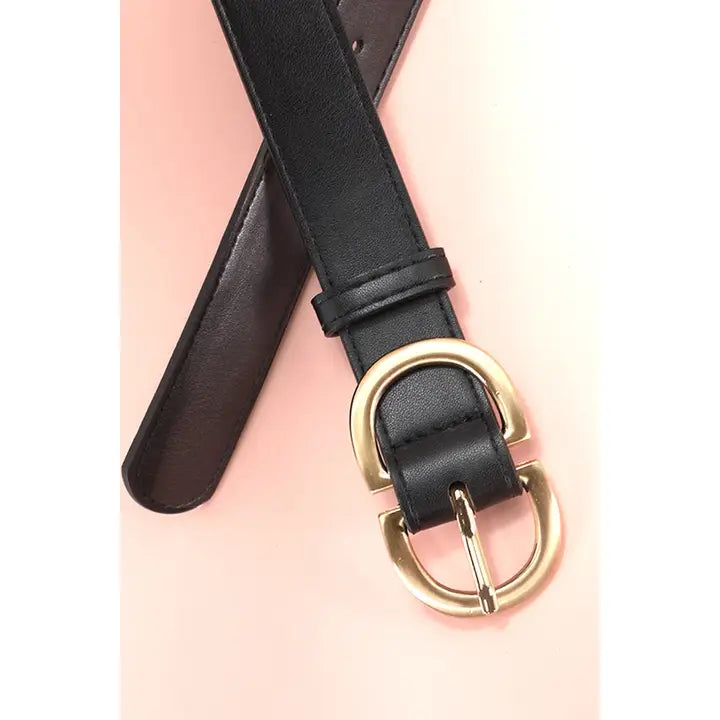 Double D Buckle Faux Leather Belt