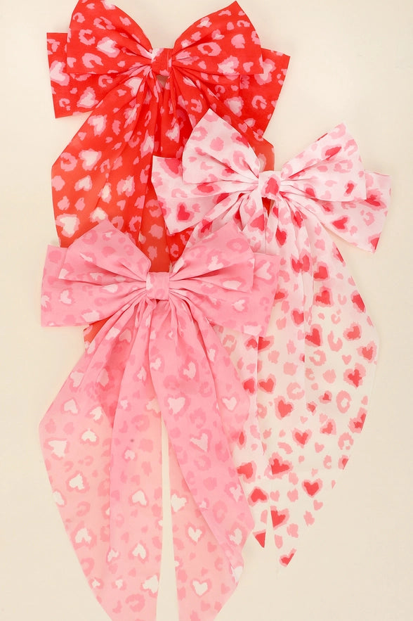 Valentines Day Theme Bow Barrette Hair Clip