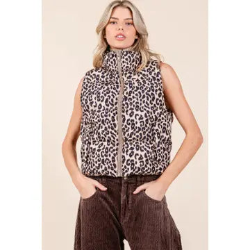 Leopard Puffer Vest