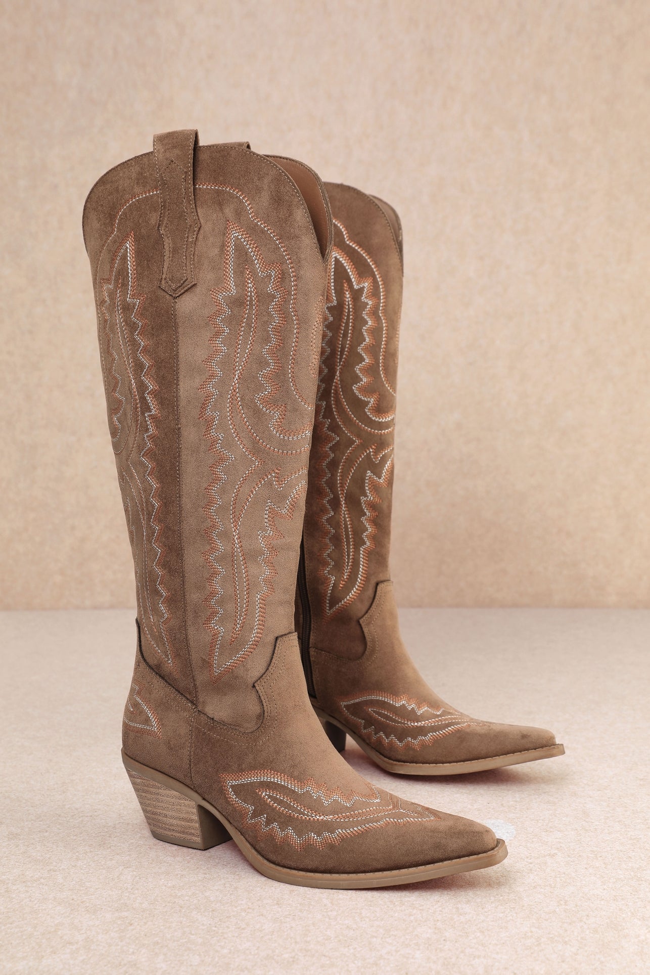 Tess Western Embroidered Pointed Toe Tall Boots