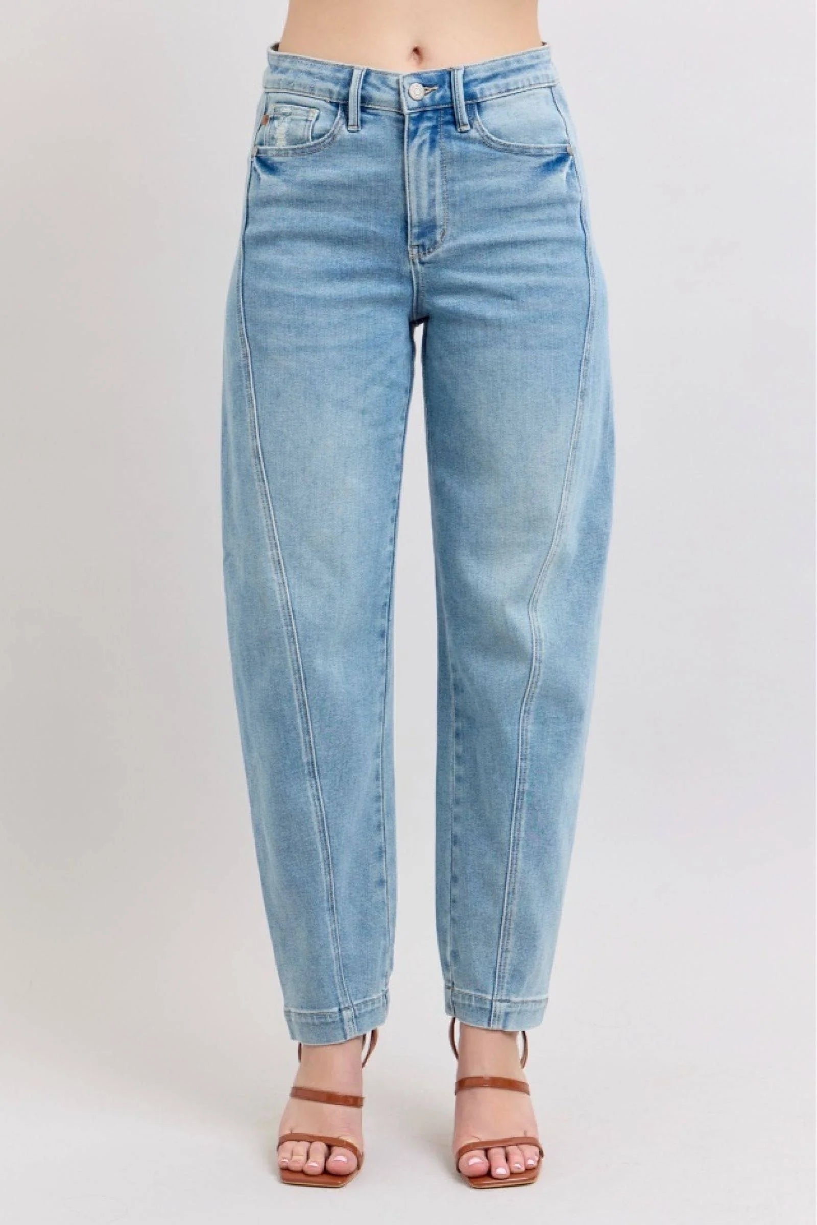 Judy Blue High Waist Side Panel Barrel Leg Jeans 88959