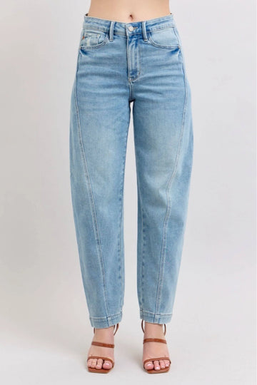 Judy Blue High Waist Side Panel Barrel Leg Jeans 88959
