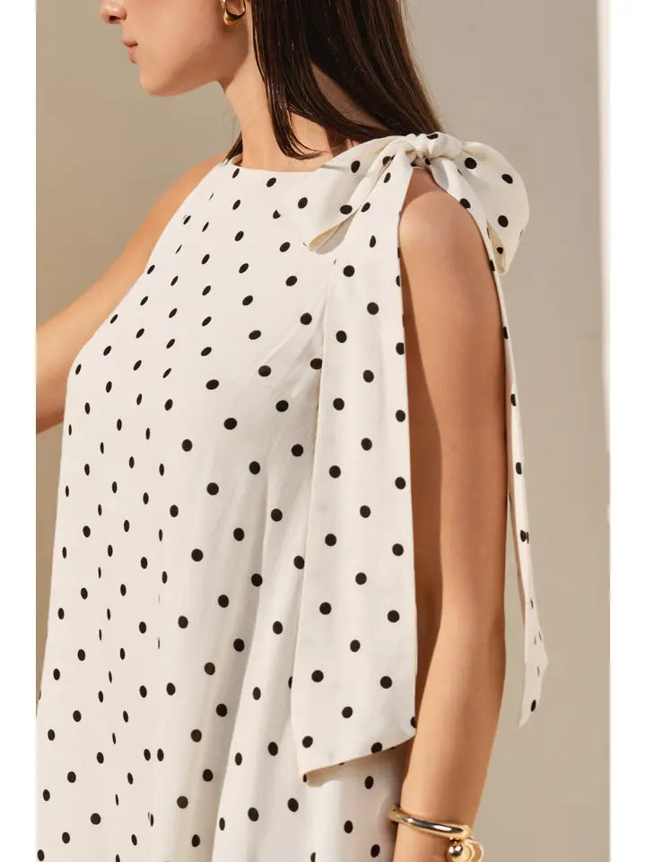 Sweet Spot Polka Bow Mini Dress By Able
