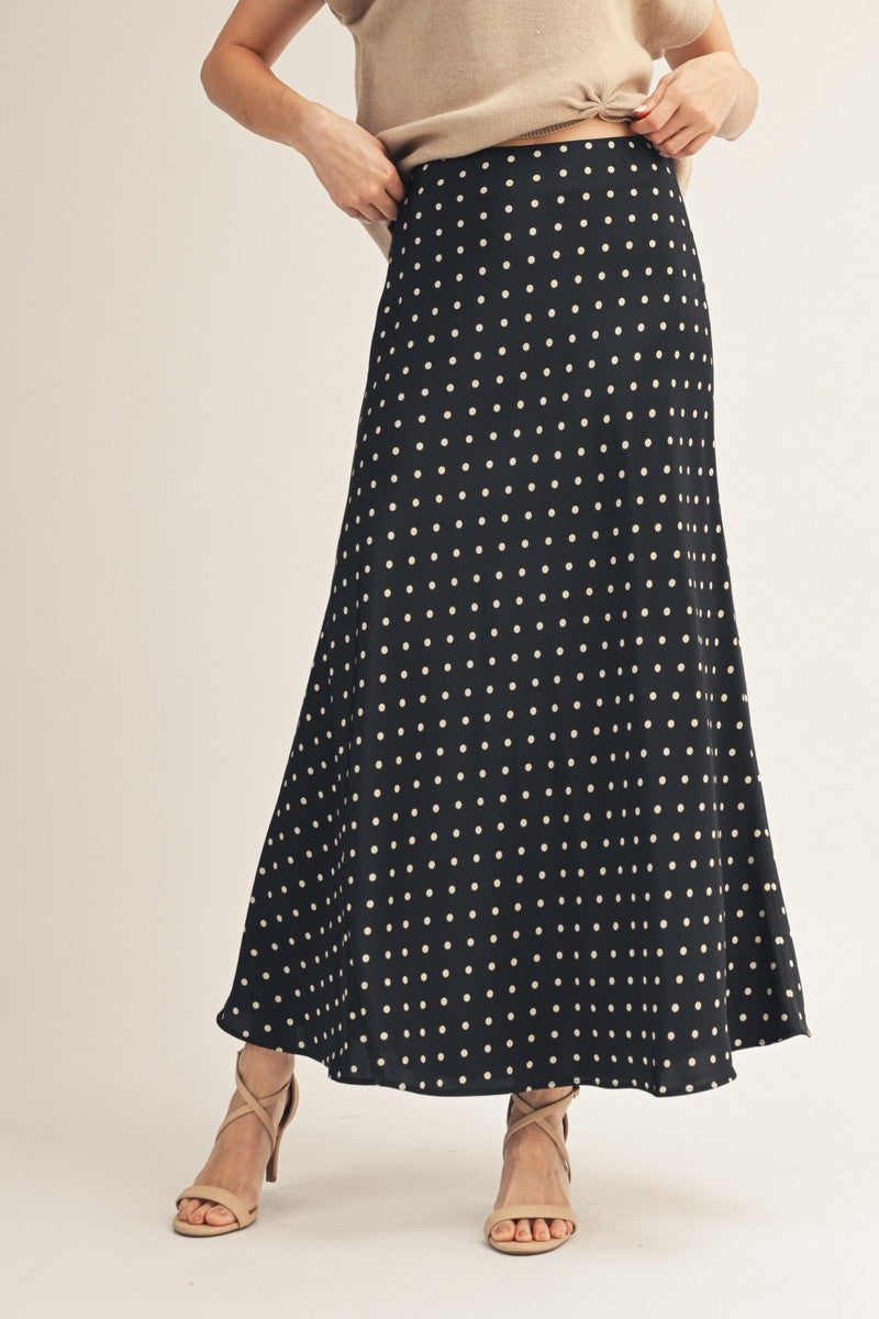 Midnight Charm Polka Dot Maxi Skirt By Jodifl