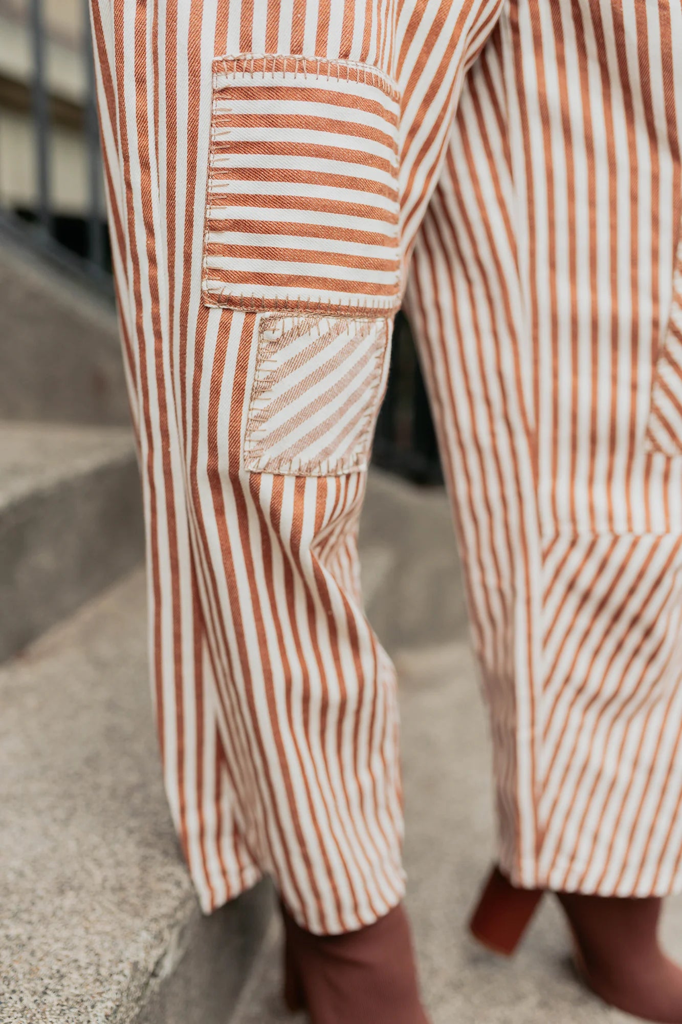 Striped Patchwork Barrel Pants By Eesome