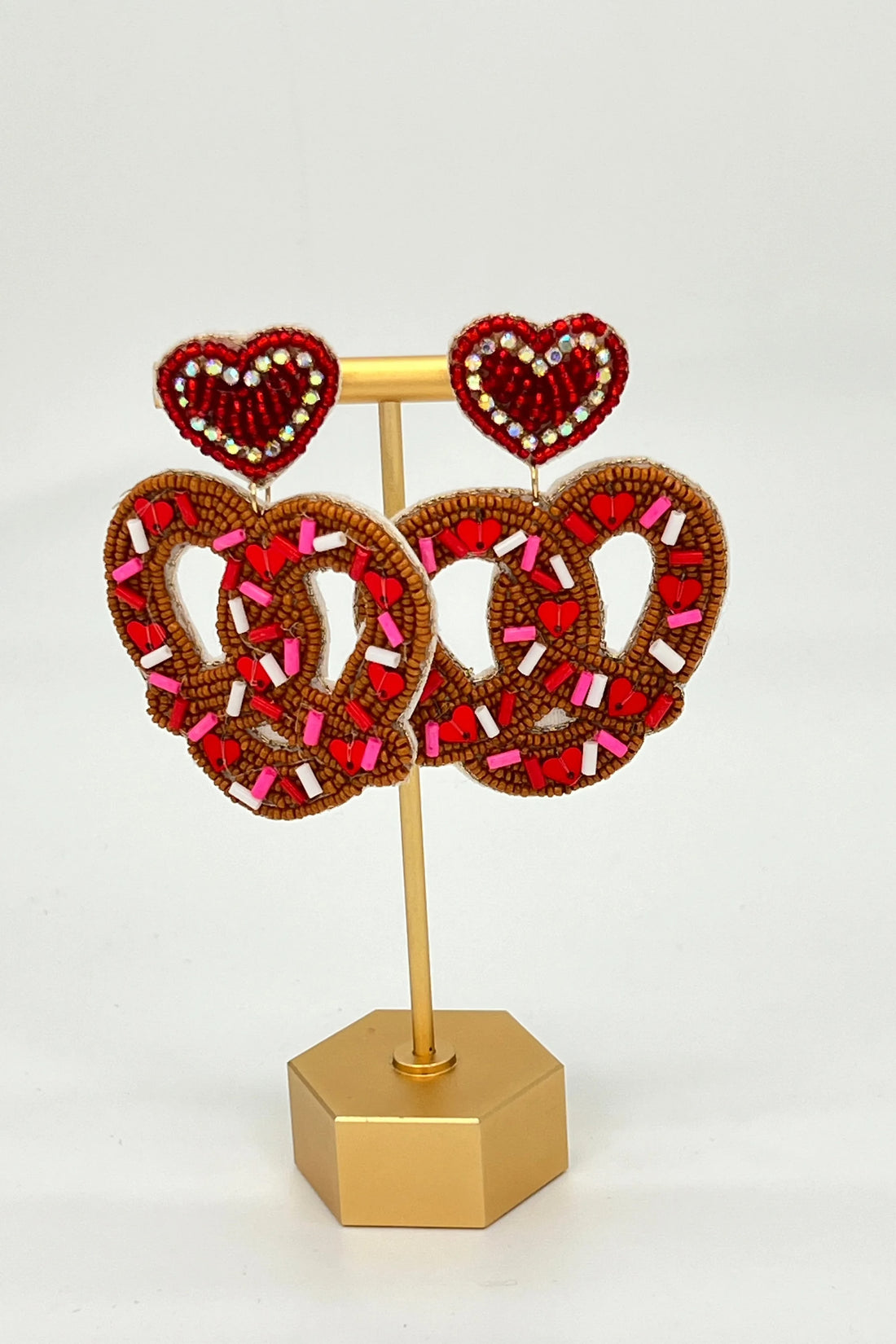 Heart Pretzel Beaded Earrings