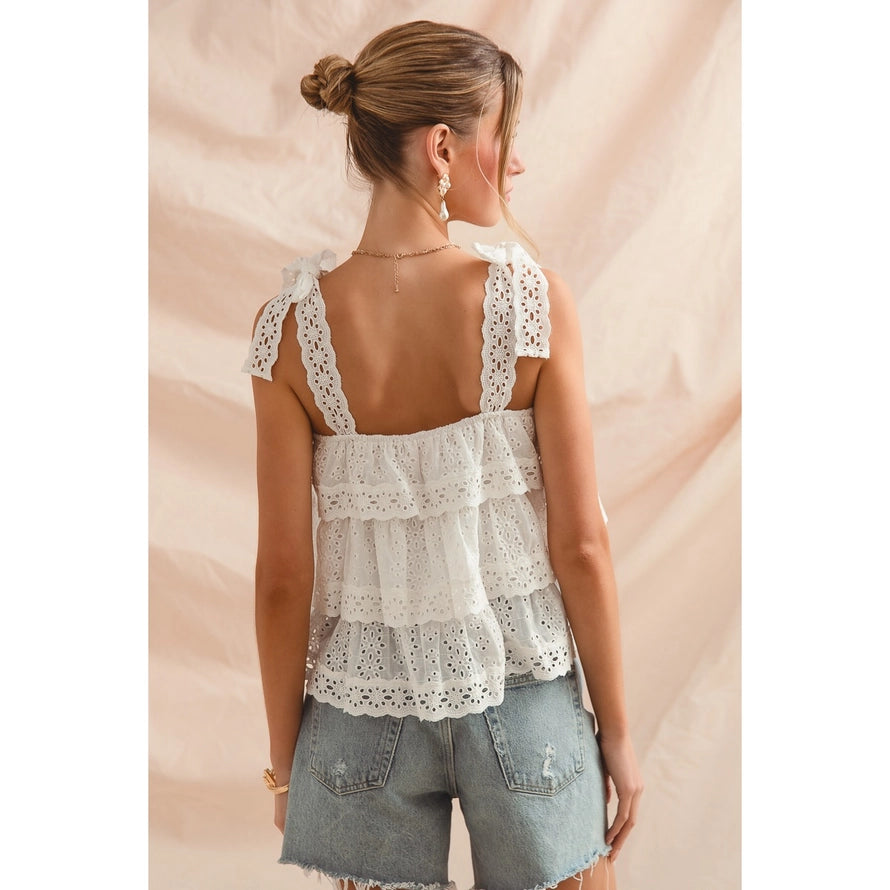 Sweet Romance Eyelet Tiered Top By So Me