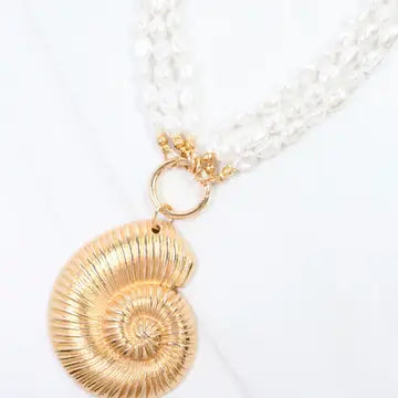 Caicos Layered Pearl Shell Necklace Cream By Caroline Hill