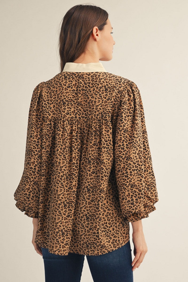 Spotted in Style Scalloped Neck Blouse