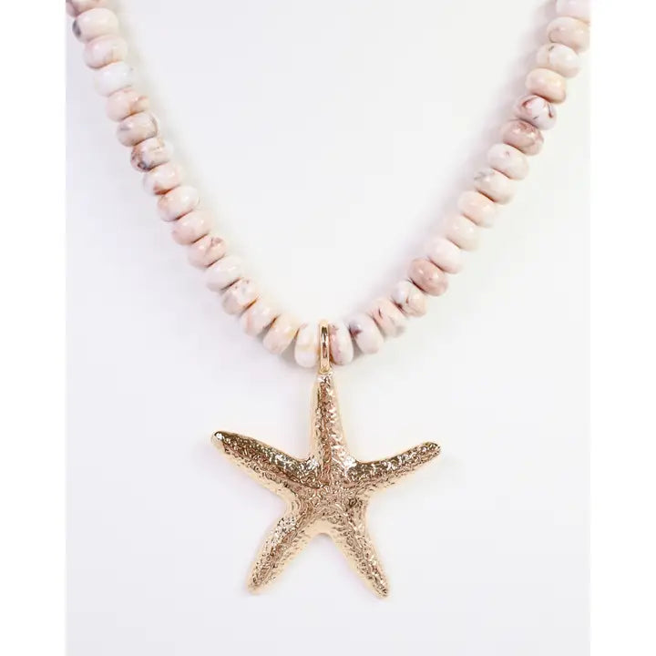 Aster Beaded Starfish Necklace By Caroline Hill