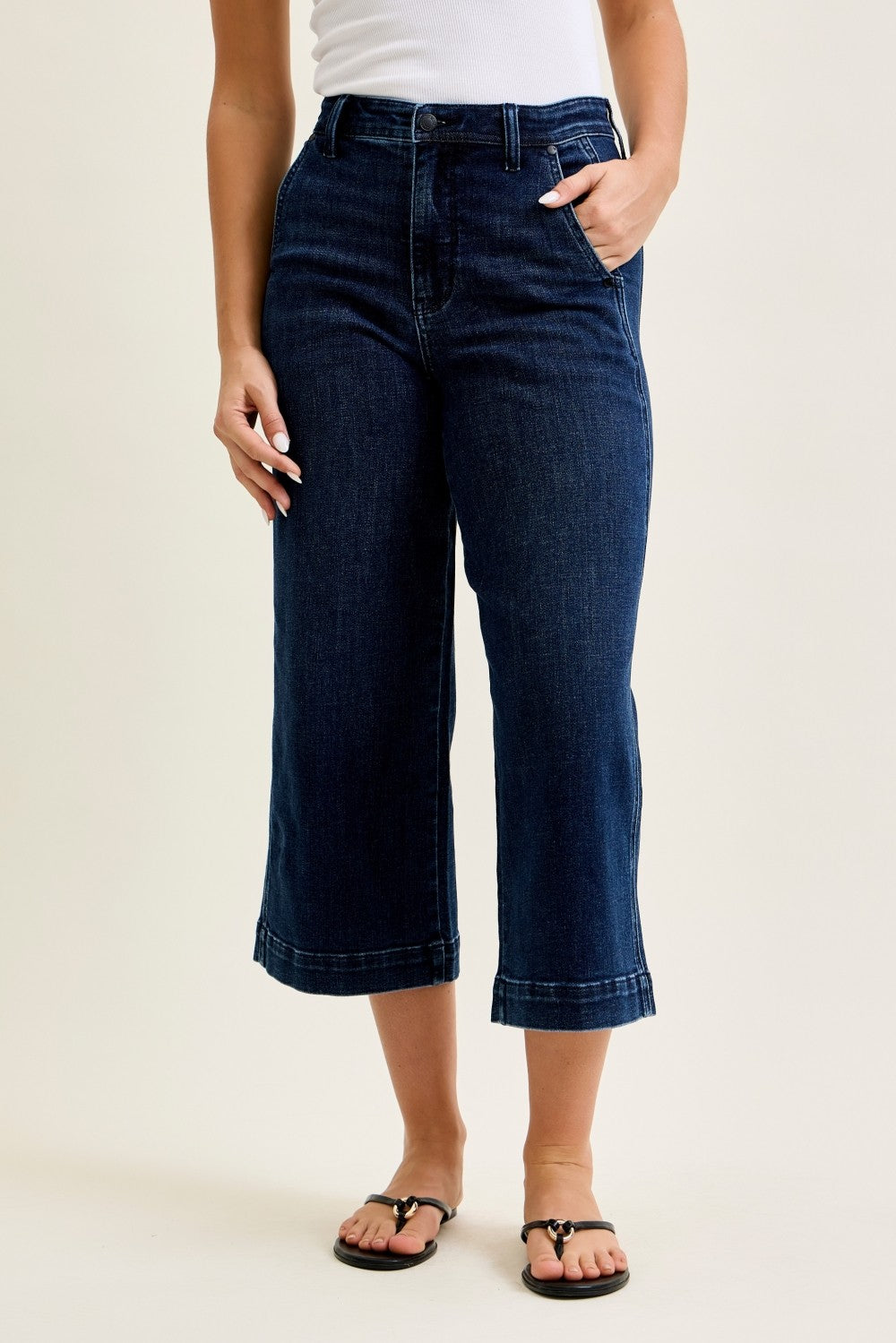 Dark Wash Wide Crop Jeans By Judy Blue 82694