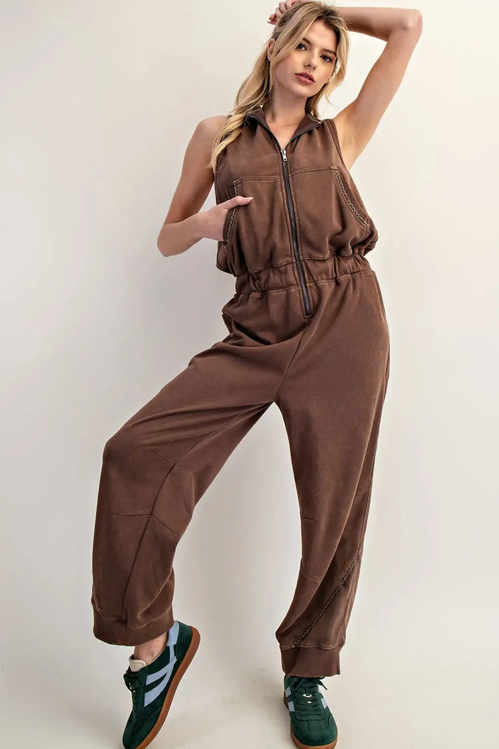Wild & Unbothered Washed Zip-Up Jumpsuit