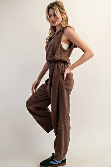 Wild & Unbothered Washed Zip-Up Jumpsuit