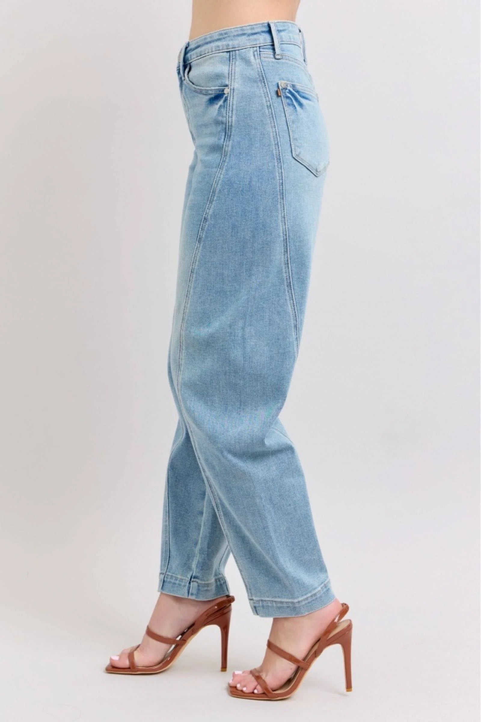 Judy Blue High Waist Side Panel Barrel Leg Jeans 88959