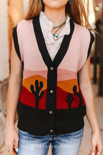 Sunset Button Down vest By Lucky & Blessed