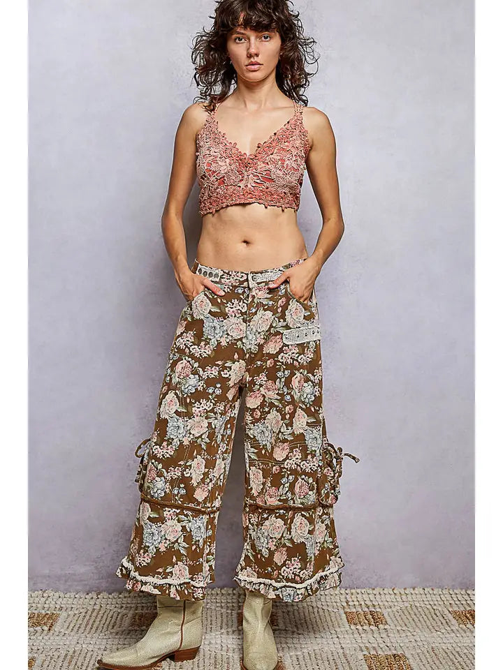 Rebel Romance Ruffle Hem Cargo Pants