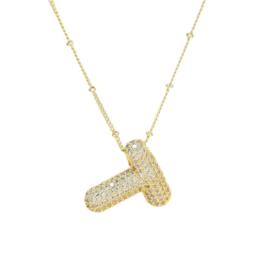 Initial Balloon Bubble 18K Gold Necklace