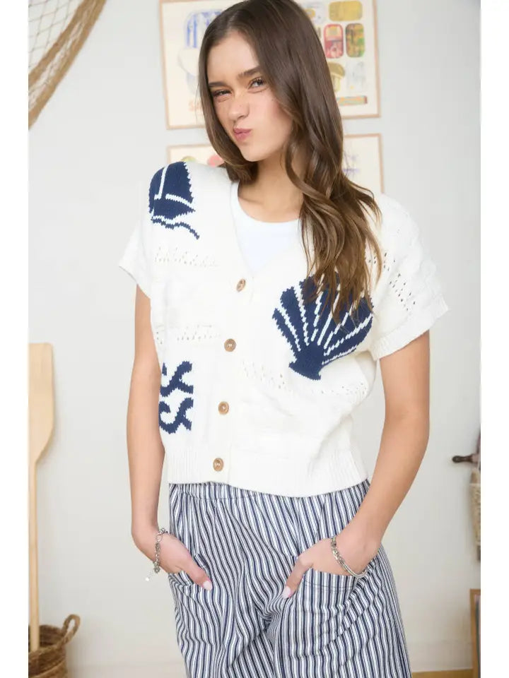 Seashell Sweetheart Cardigan Top By J.O.A