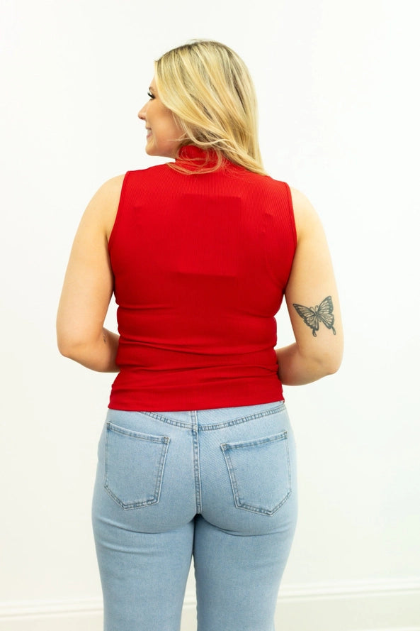 Sleeveless Ribbed Turtleneck By Grace + Emma