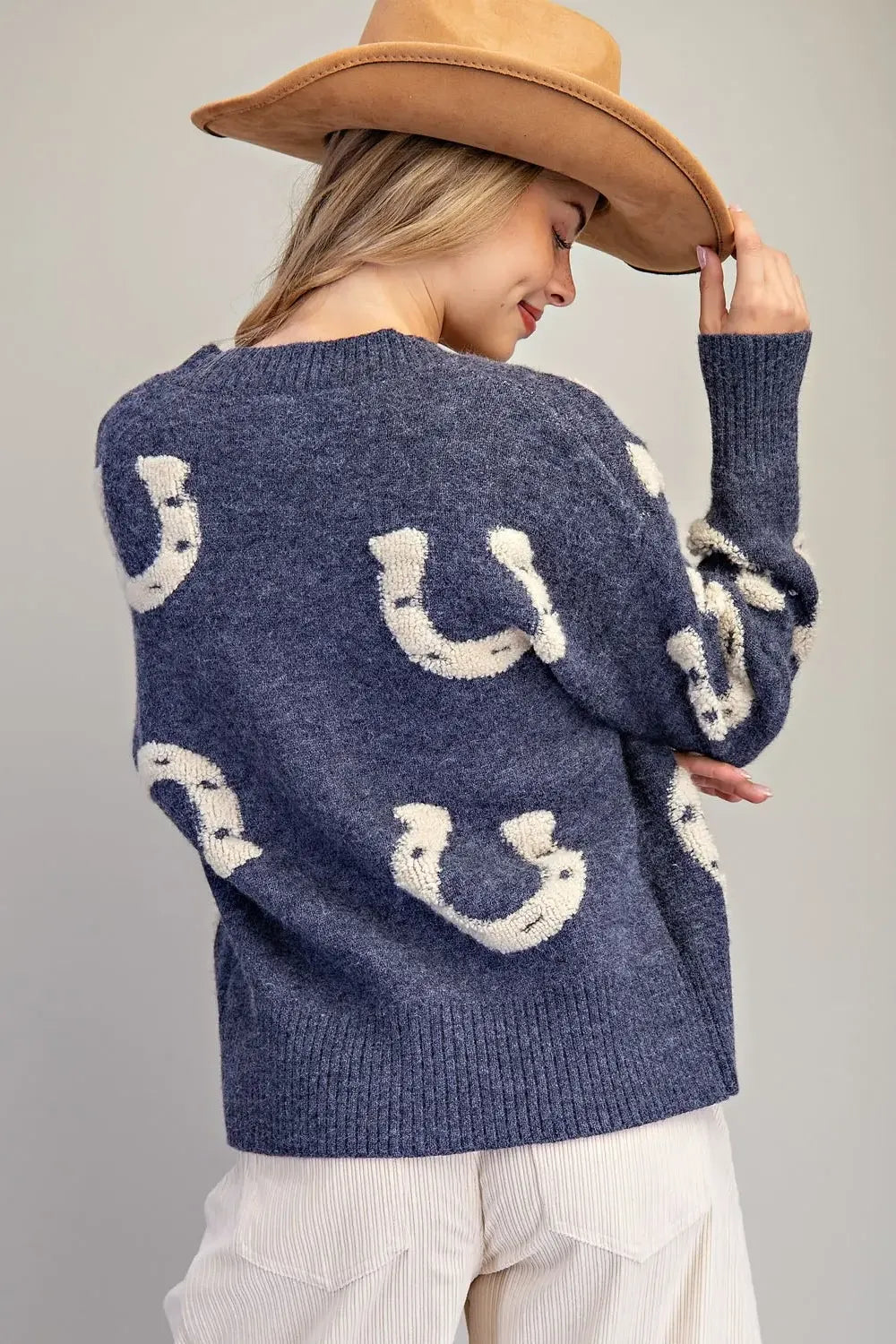Textured Horseshoe Button Down Cardigan By Eesome